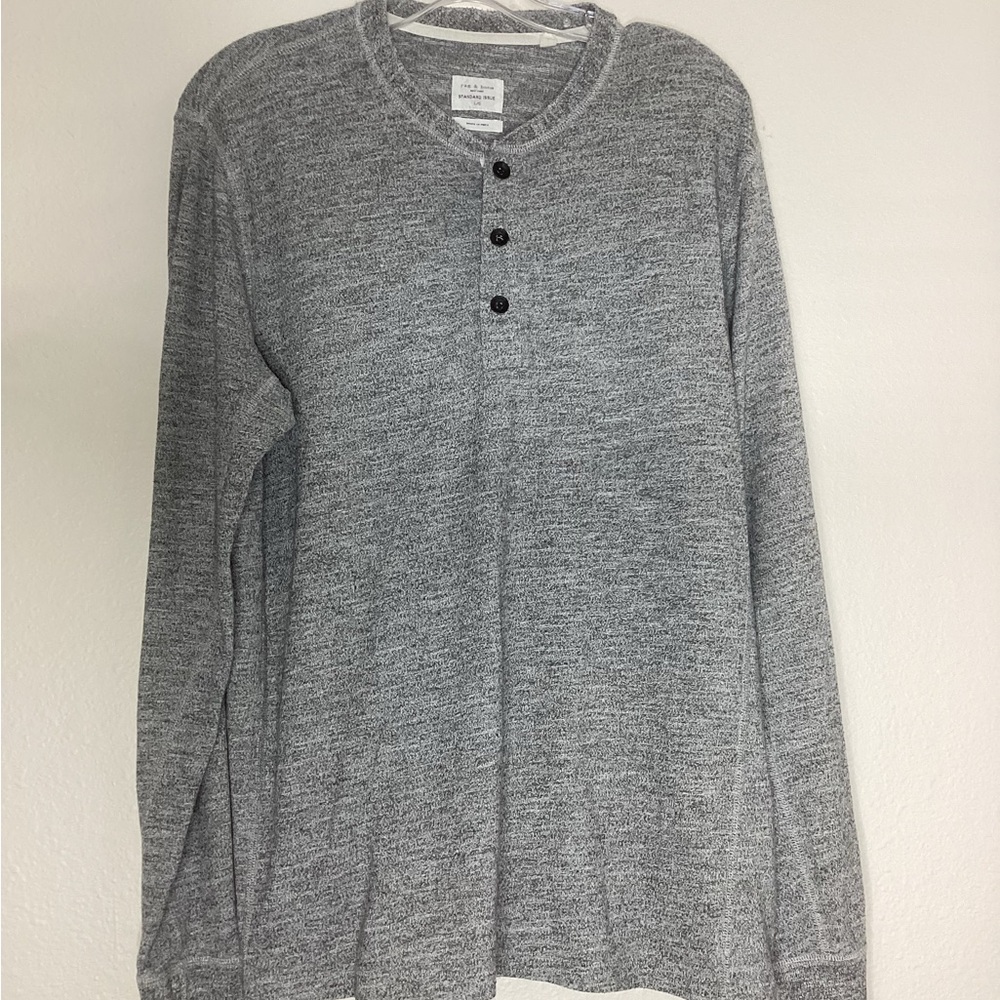 Rag & Bone Standard Issue Henley Shirt Grey Lg